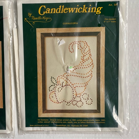 Candlewicking Kits 2 Cornucopia And Rainbow Fits 5 X 7 Frame Needlemagic USA NEW - Picture 4 of 10